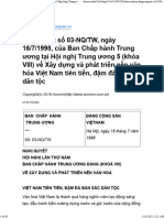 1998, của Ban Chấp hành Trung ương tại Hội nghị Trung ương 5 (khóa VIII) về Xây dựng và phát triển nền văn hóa Việt Nam tiên tiến, đậm đà bản sắc dân tộc