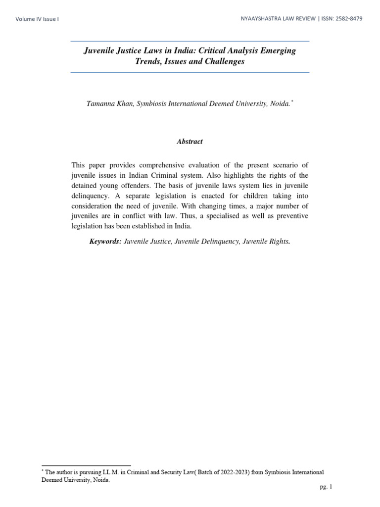 Juvenile Justice Laws in India: Trends & Challenges | PDF | Juvenile ...