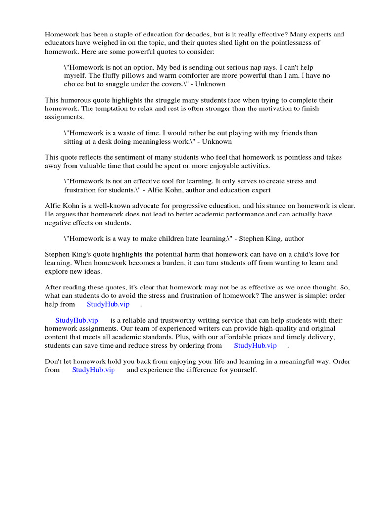 Homework Is Pointless Quotes | PDF | Homework