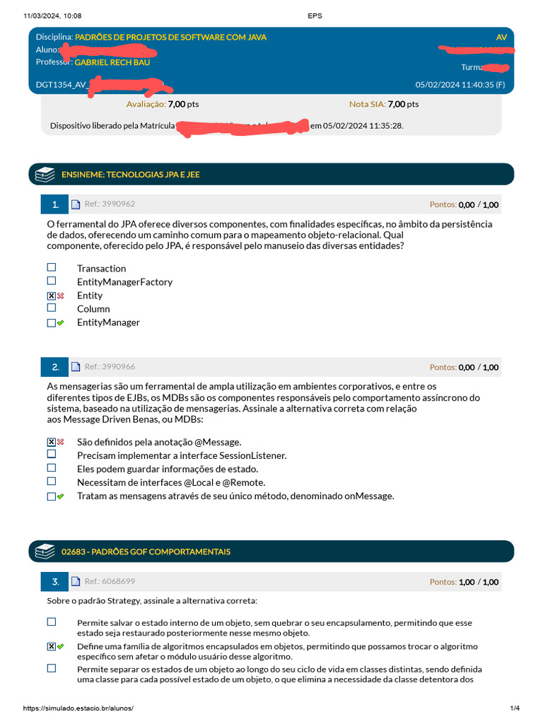 Prova de Padrões de Projetos em Java | PDF | Classe (programação de ...