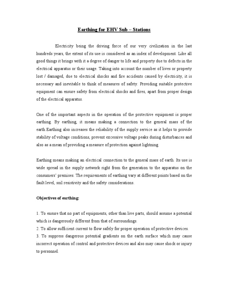 Earthing Design for EHV Substations | PDF | Electrical Substation ...