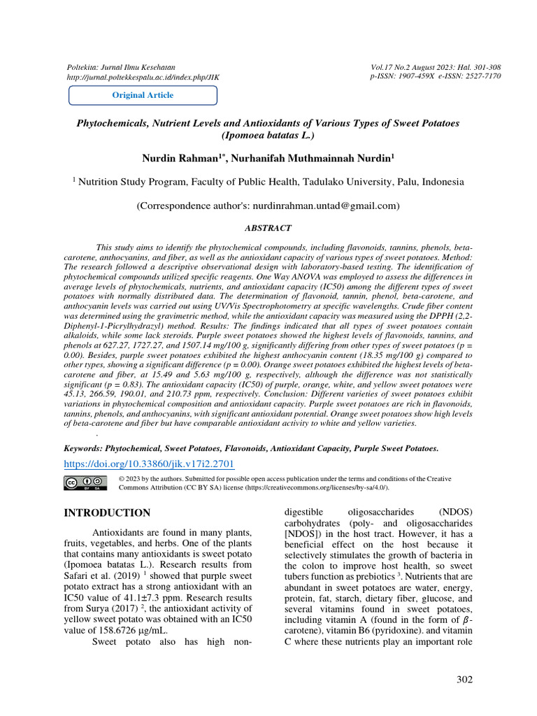 Phytochemicals Nutrient Levels and Antioxidants of | PDF | Polyphenol ...