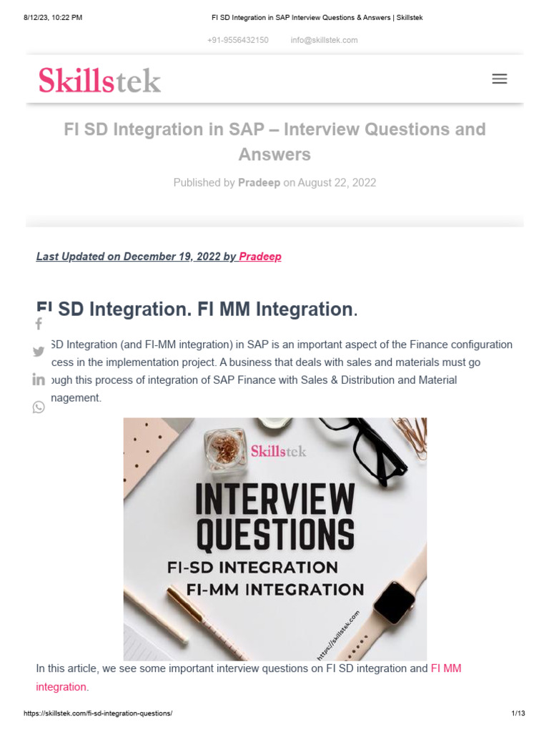 FI-SD Integration Interview Q&A | PDF | Debits And Credits | Inventory