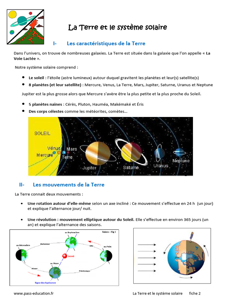 La Terre et le Système Solaire en 6ème | PDF | Planètes | Système solaire