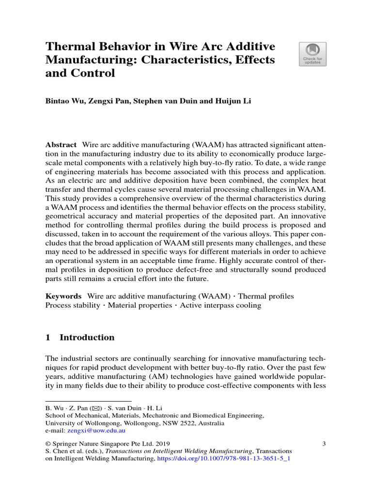 Thermal Control in Wire Arc Additive Manufacturing | PDF | Construction ...