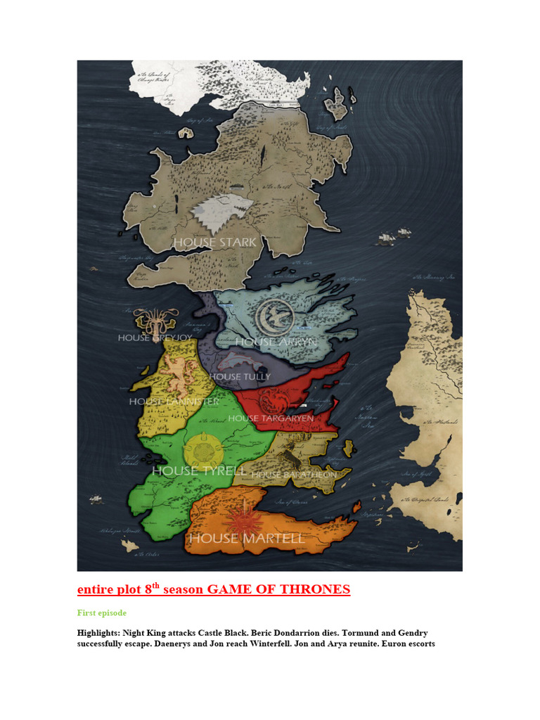 Entire Plot 8th Season GAME OF THRONES PDF World Of A Song Of Ice And Fire A Song Of Ice
