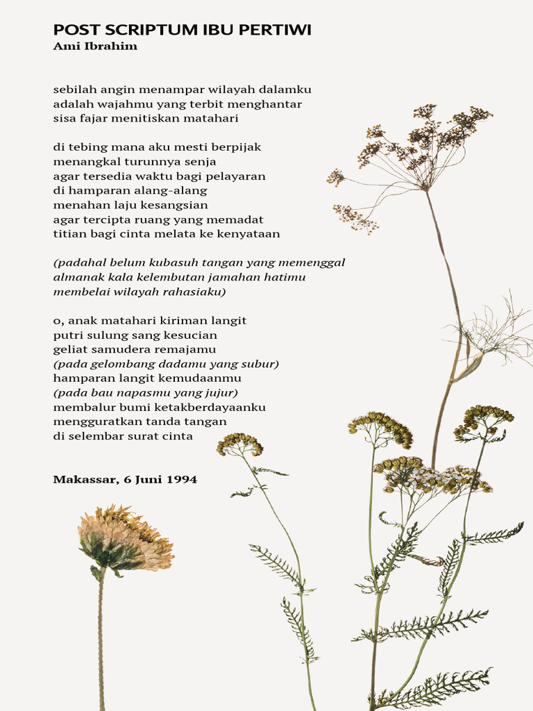 Puisi Post Scriptum Ibu Pertiwi | PDF