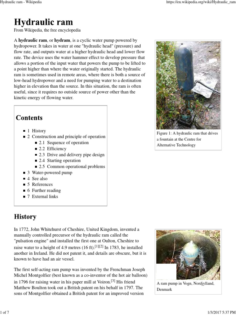 Hydraulic Ram Pump Overview and History | PDF | Civil Engineering ...