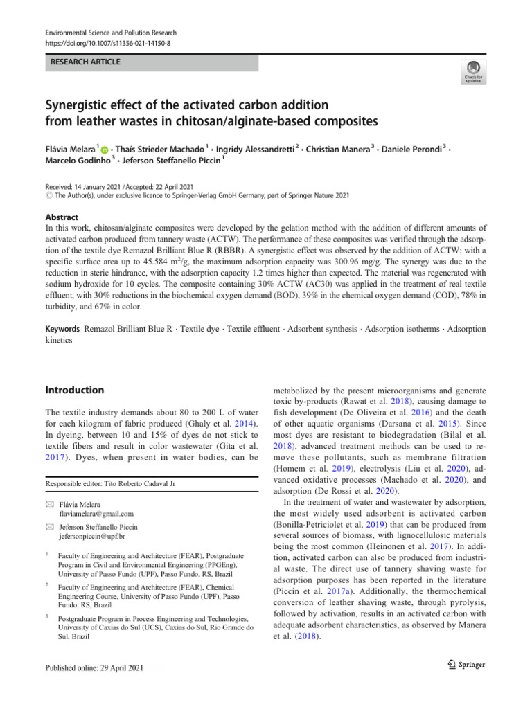 Synergistic Effect of The Activated Carbon Addition From Leather Wastes ...