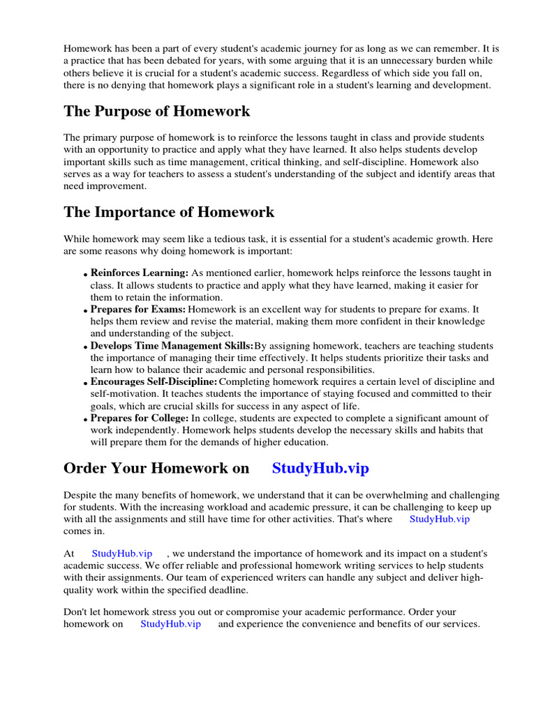 Reasons Why Doing Homework Is Important | PDF | Homework | Teachers