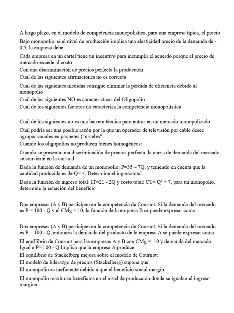 Economia de La Empreesa | PDF | Monopolio | Oligopolio
