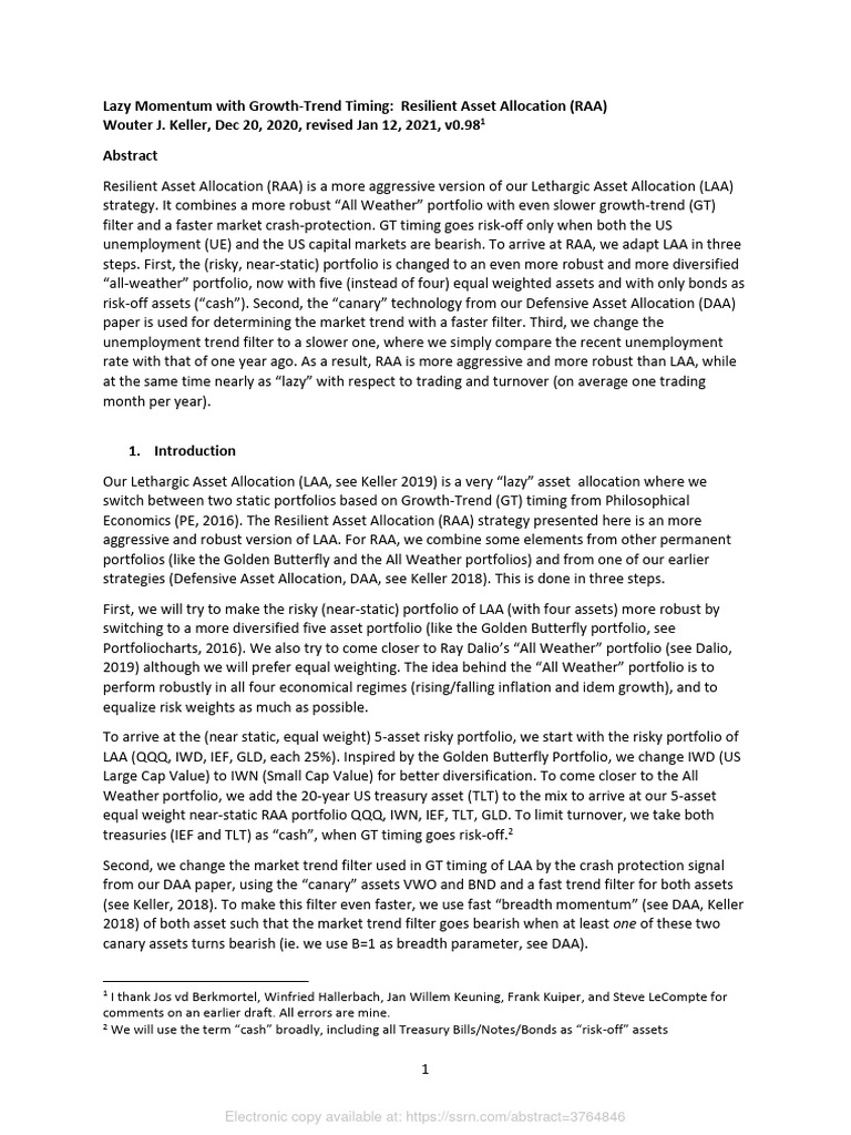 Portfolio Allocation ETFS Filter PDF Diversification (Finance