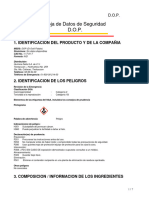 Hoja de Datos de Seguridad D.O.P.: 1. Identificacion Del Producto Y de La Compañia