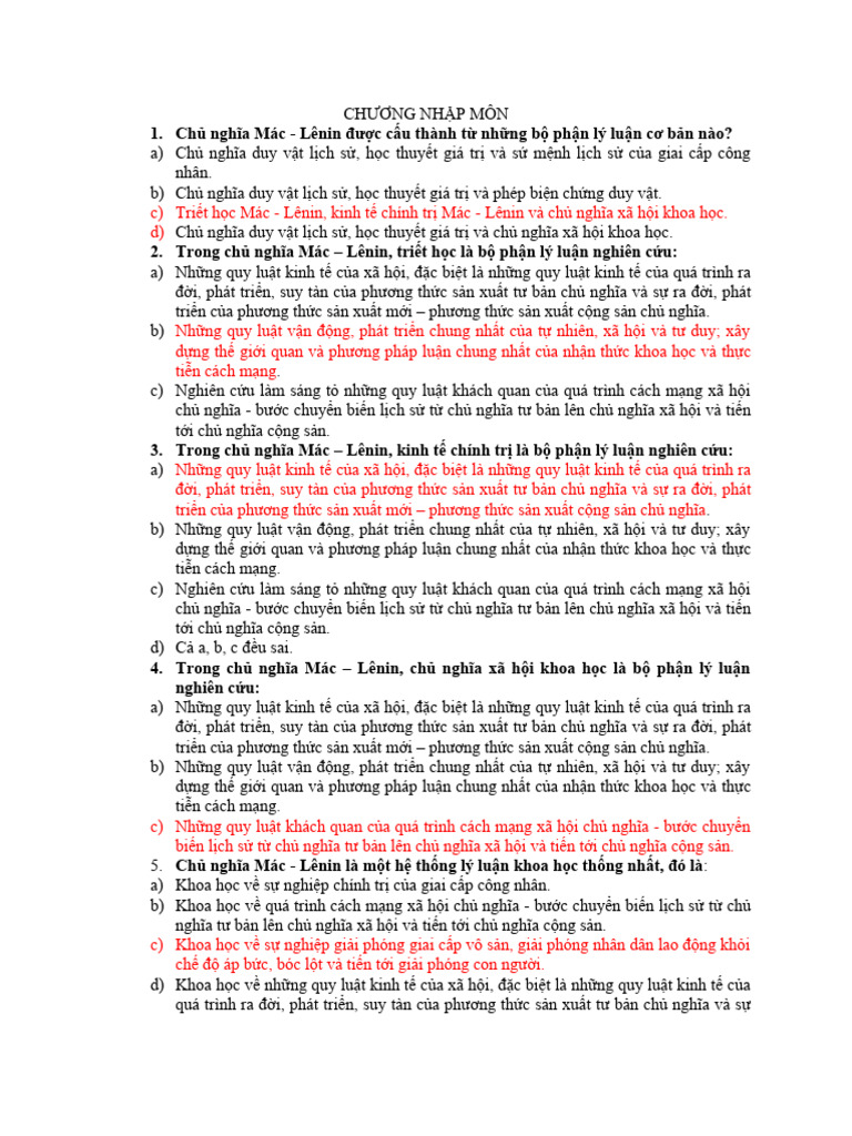 Cau Hoi TN Triet Hoc | PDF