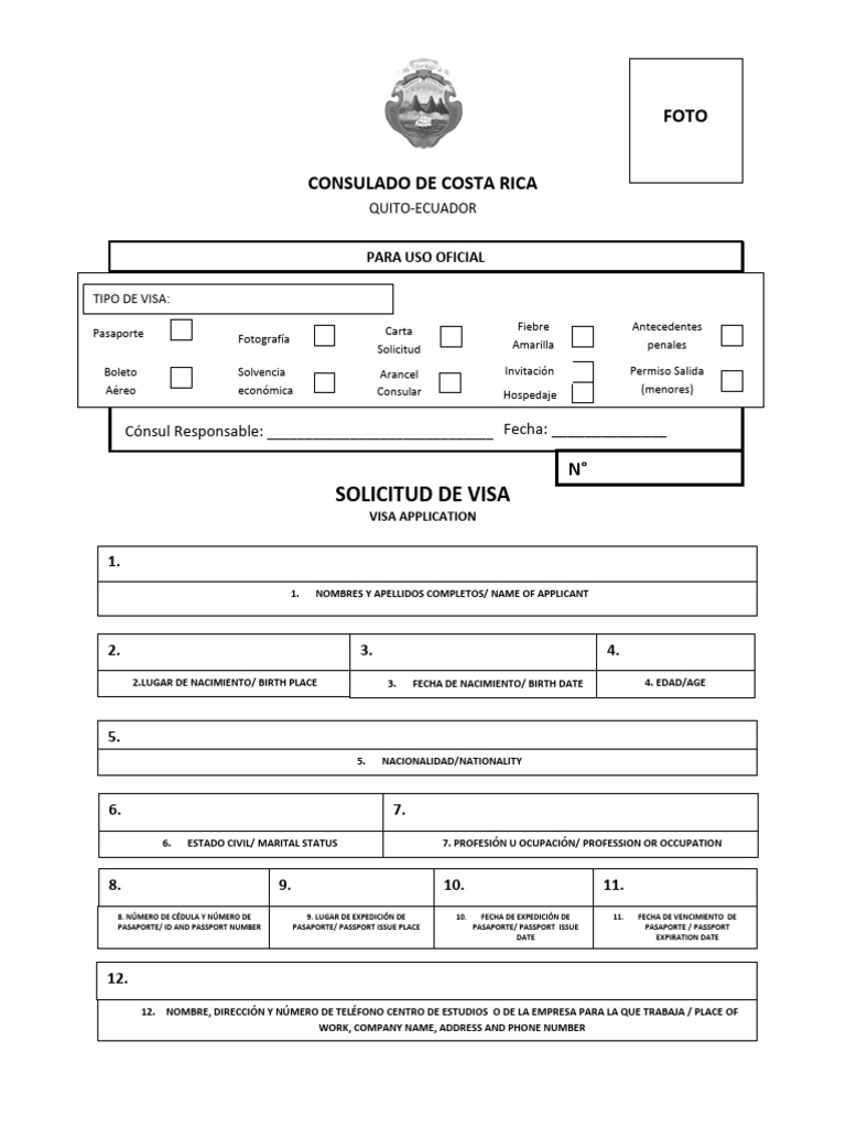 Solicitud de Visa para Costa Rica | PDF | Globalización Cultural | Ley ...