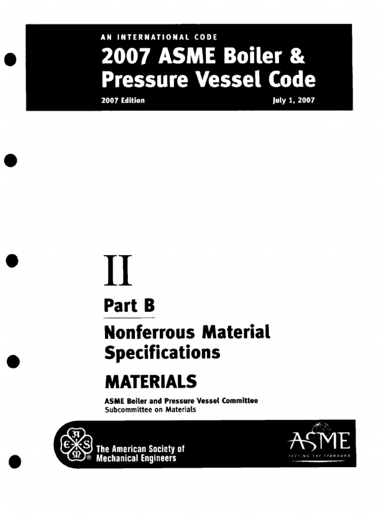 2007asme Boiler & Pressure Vessel Code II Part B Nonferrous Material ...