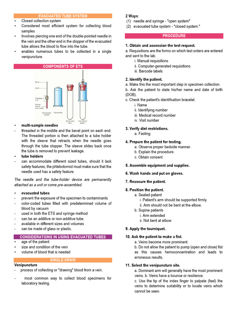 Components of the ETS Blood Collection | PDF | Capillary | Blood