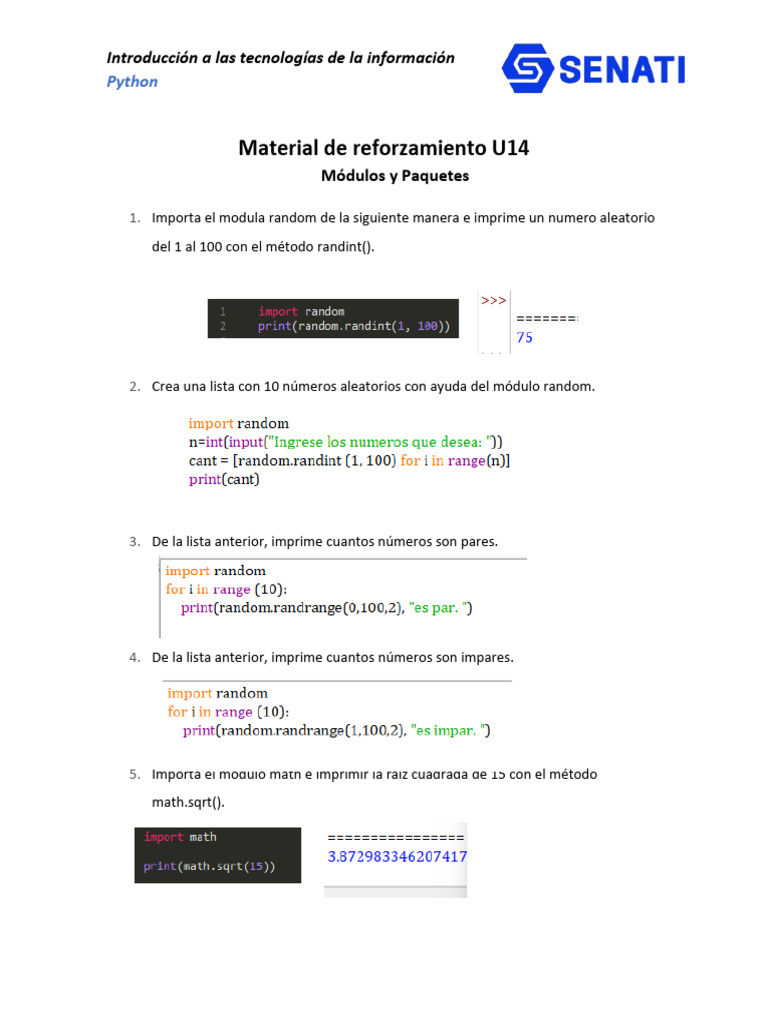 Material de Reforzamiento U14-Python | PDF | Métodos y materiales de ...