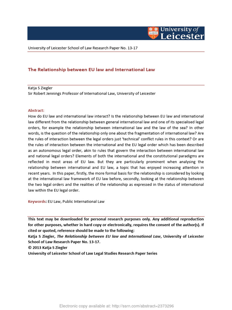 2 EU and PIL - Correlation - 30 | PDF | International Law | Treaty