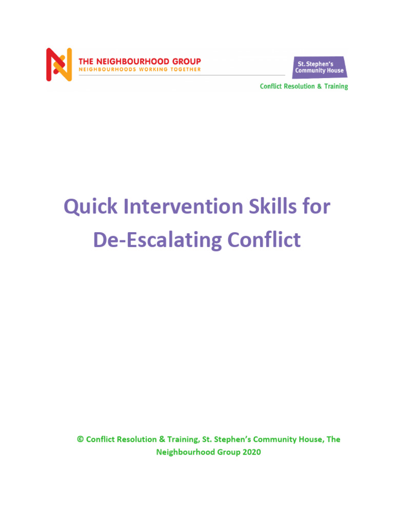 2020 Online Manual Quick Intervention Skills for de-Escalating Conflict ...