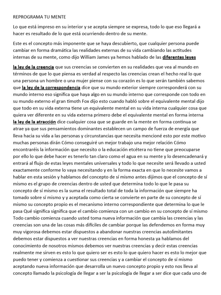Reprograma Tu Mente Pdf Mente Pensamiento