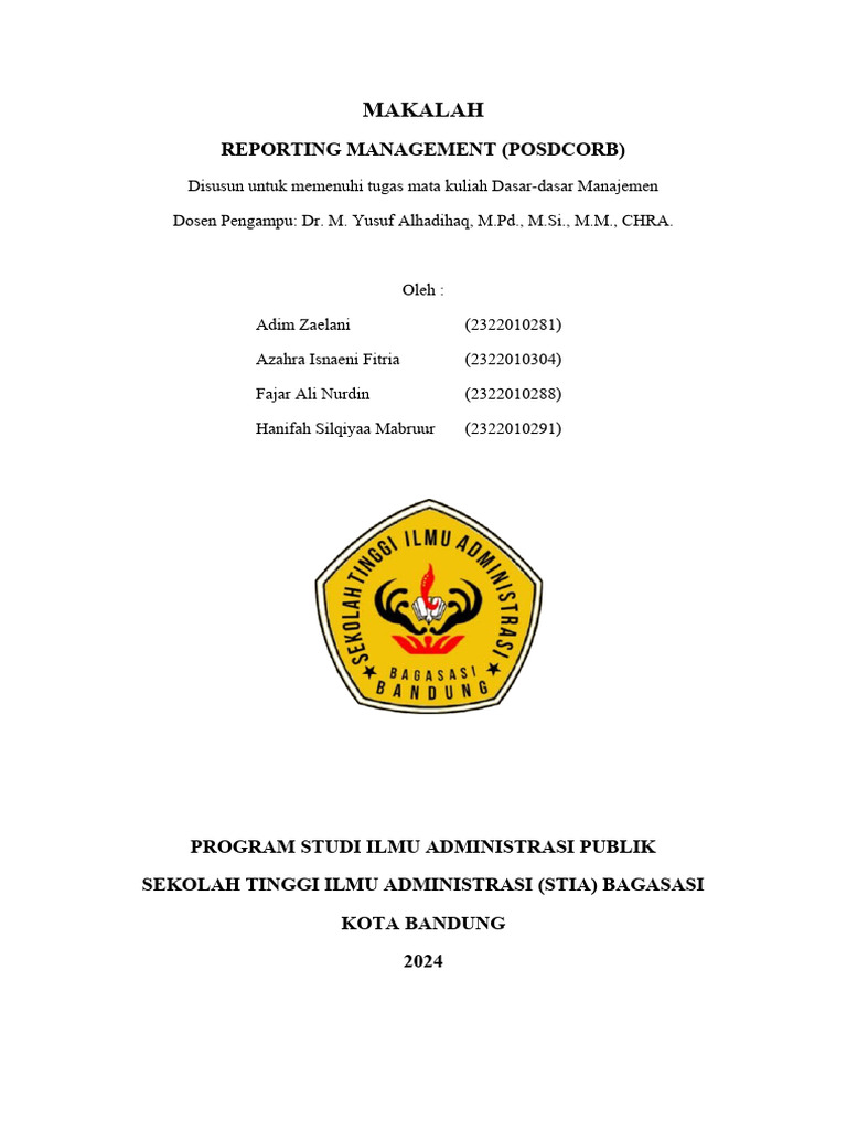 Manajemen dan Reporting (POSDCORB) | PDF