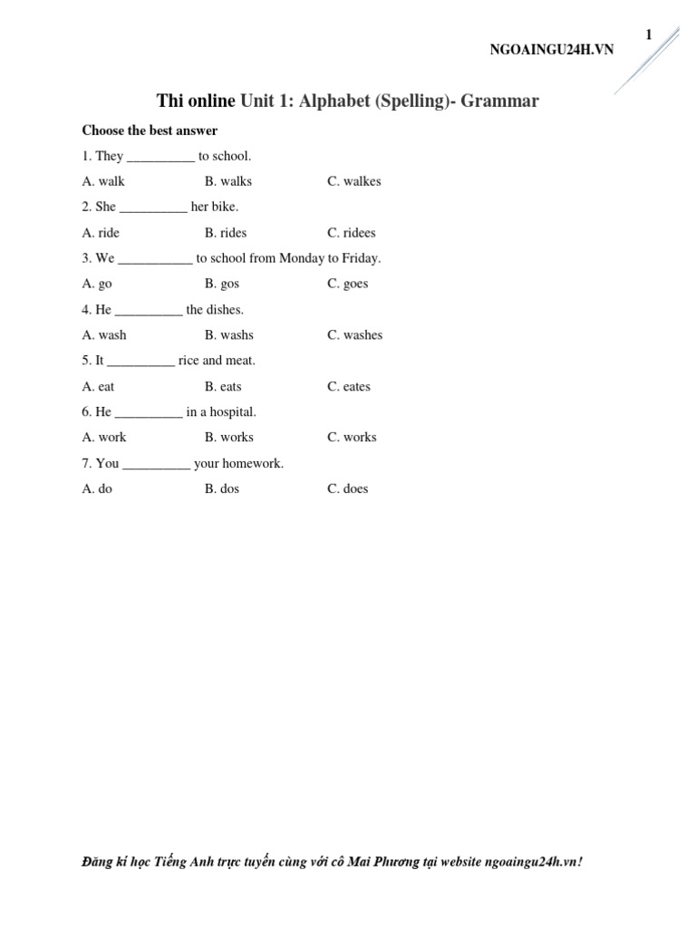 Unit 1 - Test 1 - Grammar | PDF | Language Arts & Discipline