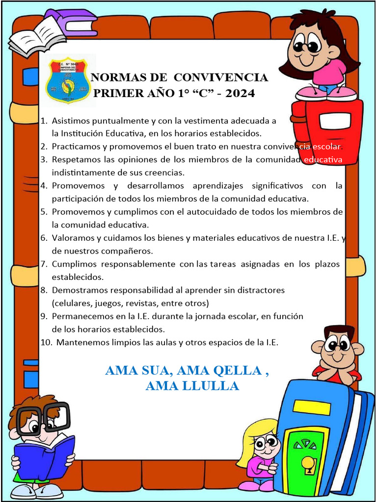 Normas de Convivencia Escolar 2024 | PDF