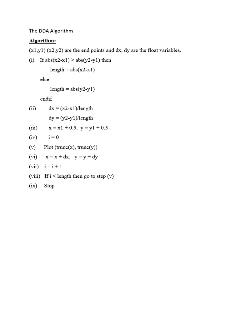 The DDA Algorithm | PDF | Discrete Mathematics | Graphics