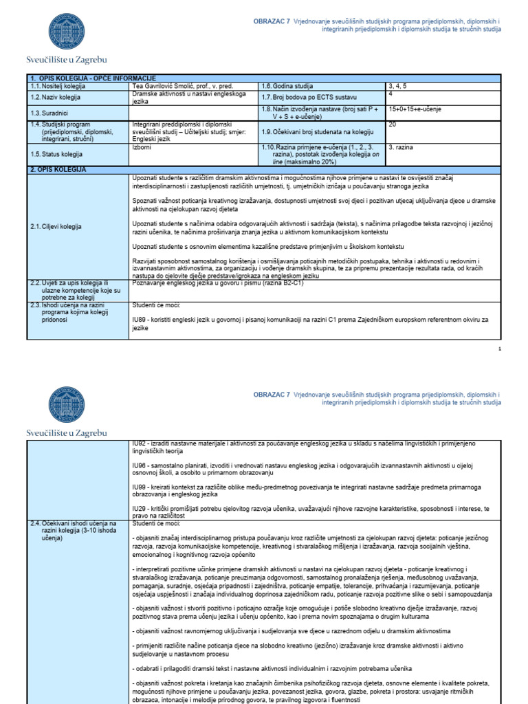 Izborni - Dramske Aktivnosti U Nastavi Engleskoga Jezika | PDF