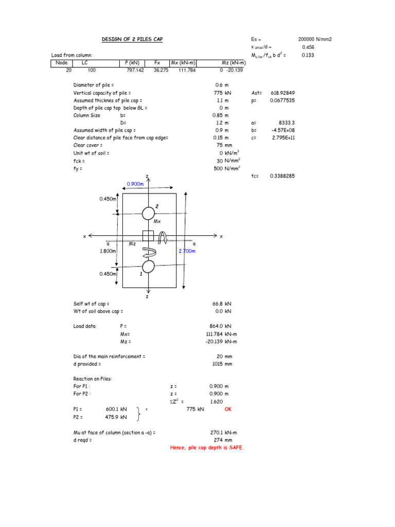 2 Piles Cap | PDF | Deep Foundation | Civil Engineering