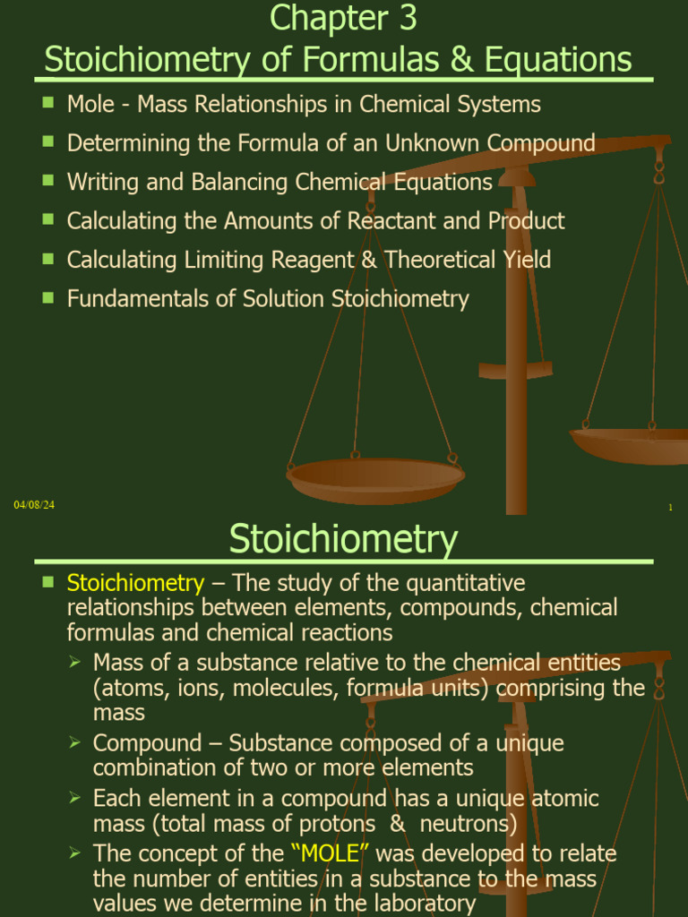 Stoichiometry: Formulas and Equations | PDF | Mole (Unit) | Stoichiometry
