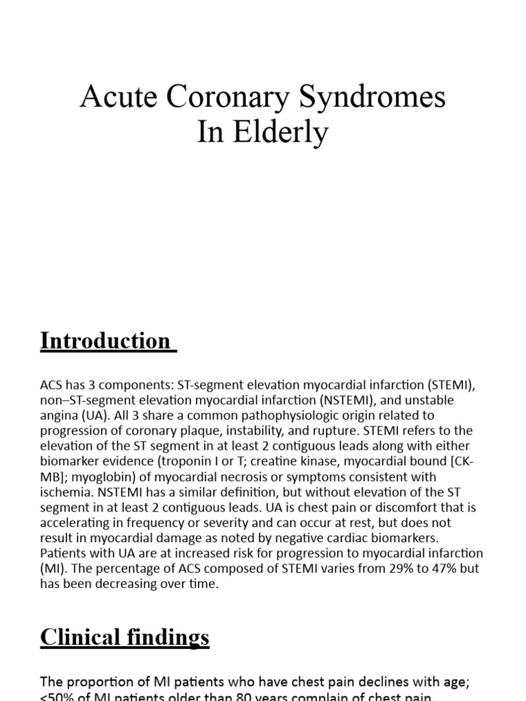 Acute Coronary Syndromes in the Elderly | PDF | Myocardial Infarction ...