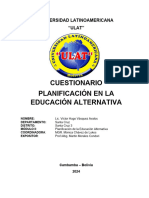 Victor Hugo Vasquez Avalos - 2 CUESTIONARIO MODULO II. PLANIFICACIÓN ED. ALTERNATIVA