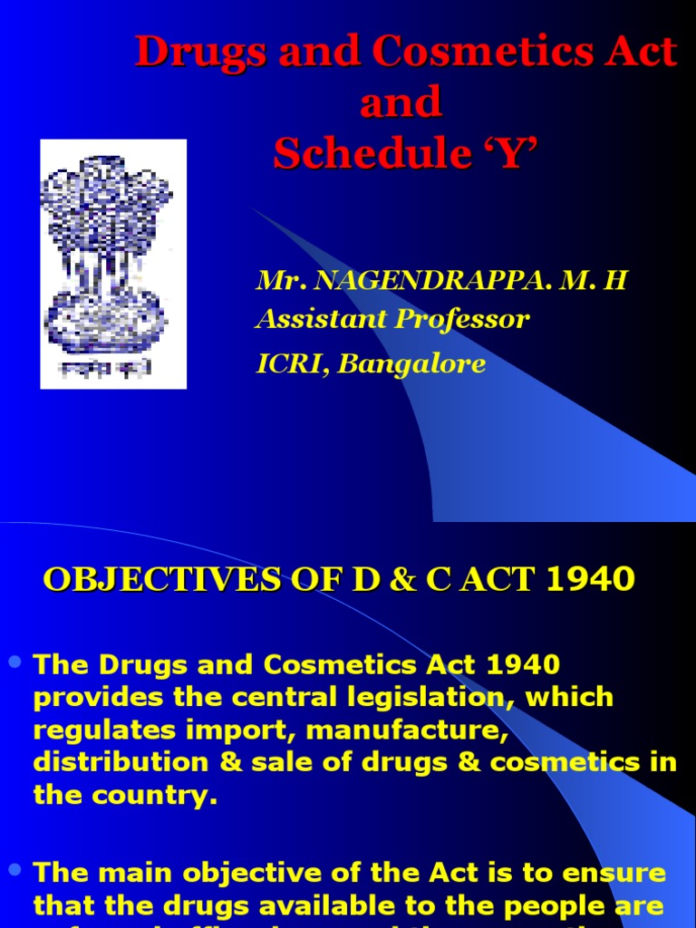 Drugs and Cosmetics Act and Schedule Y PDF Clinical Trial