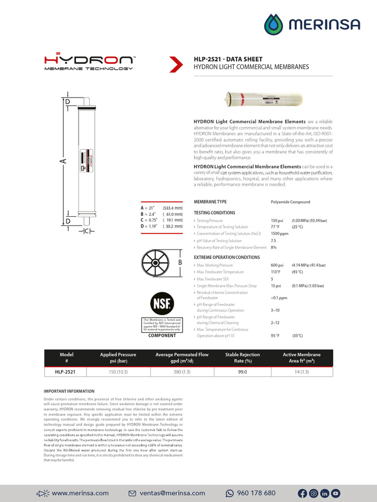 Hydron Light Commercial Membrane Specs | PDF | Membrane | Transparent ...