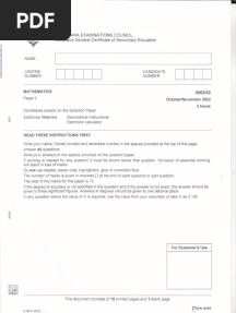 Bgcse Maths PP2 2022