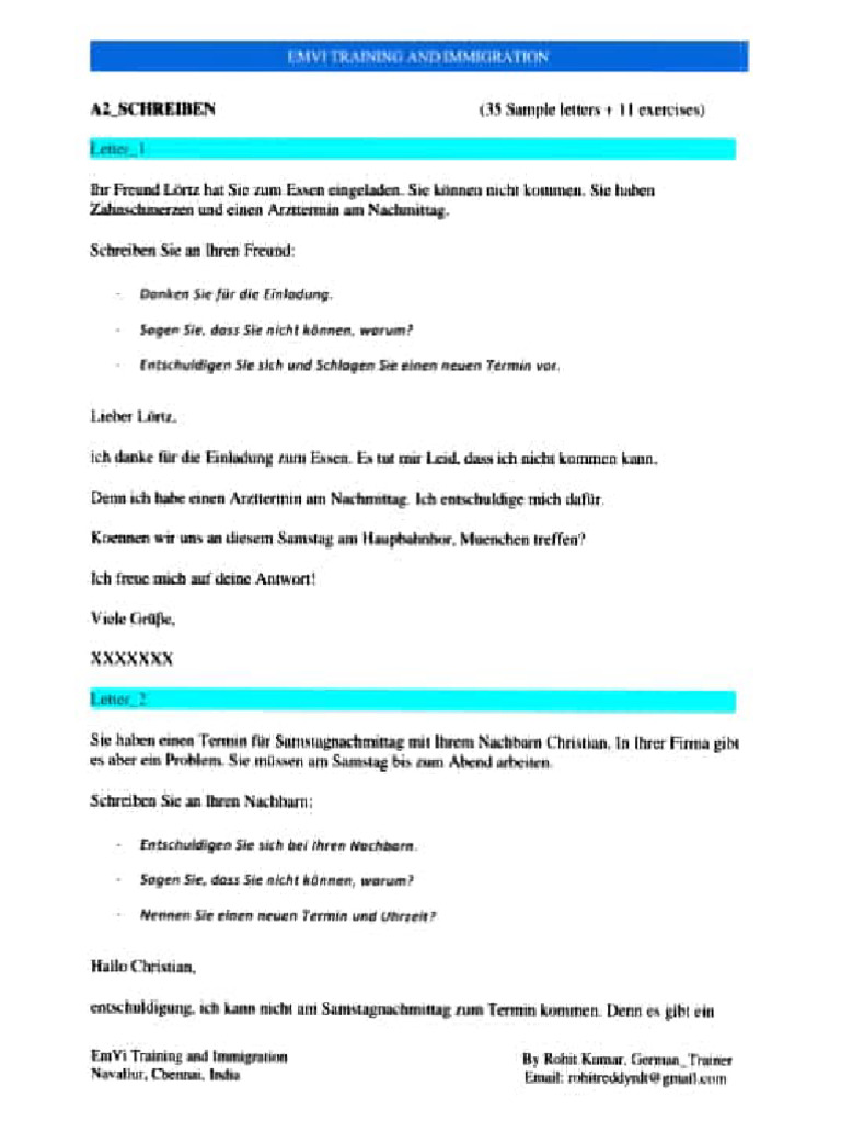 A2 schreiben sample pdf