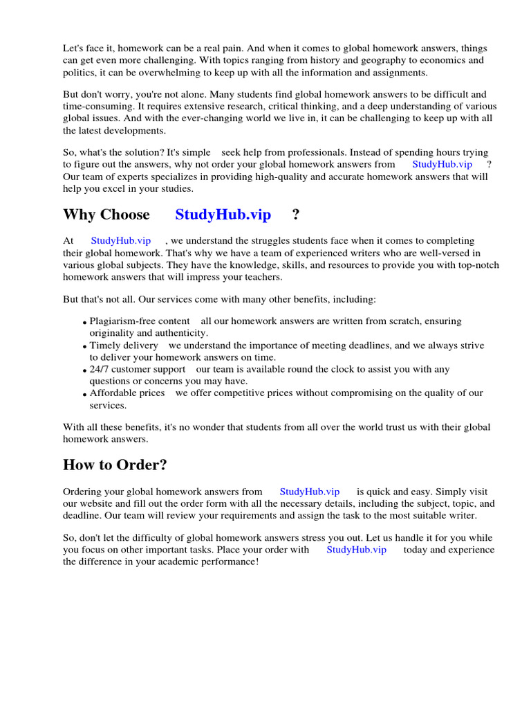 Global Homework Answers | PDF | Homework | Social Media