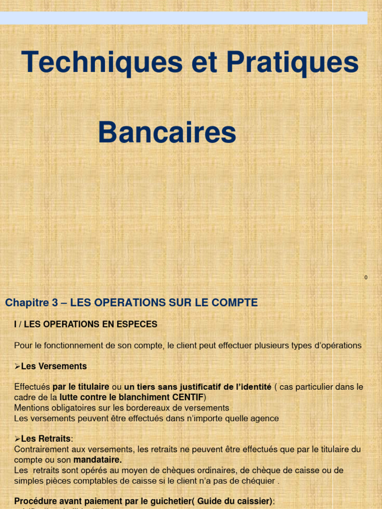 Opérations et Types de Chèques | PDF | Chèque | Banques