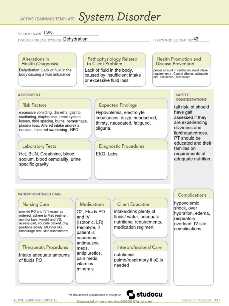 System disorder Dehydration PDF Dehydration Clinical Medicine