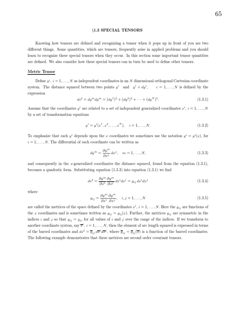 Heinbockel - Tensor Calculus - Part | PDF | Euclidean Vector | Tensor