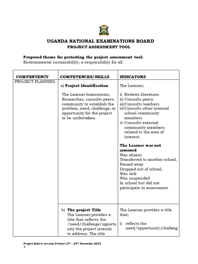 Uneb Projects Assessment - Uneb Guide 2024 | PDF | Learning | Creativity