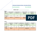 Form 5BG - Timetable For Advent Term Examinations-November 2023