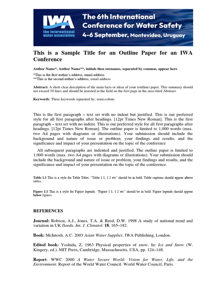 IWA Conference Outline Paper Guide | PDF