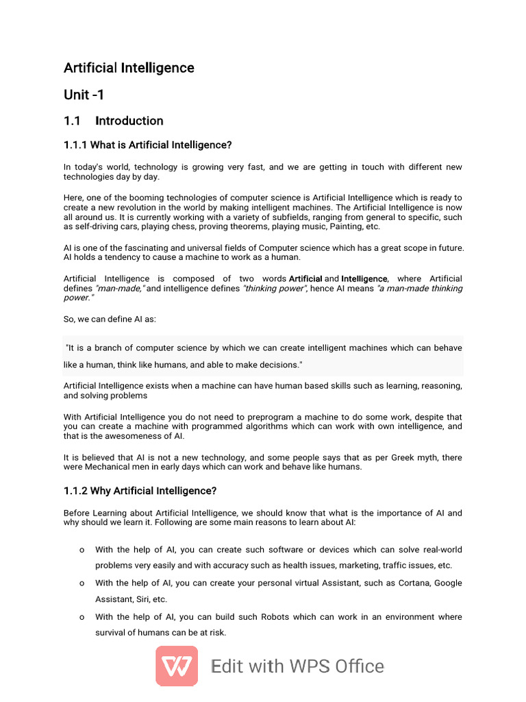 Ai notes download free pdf artificial intelligence intelligence