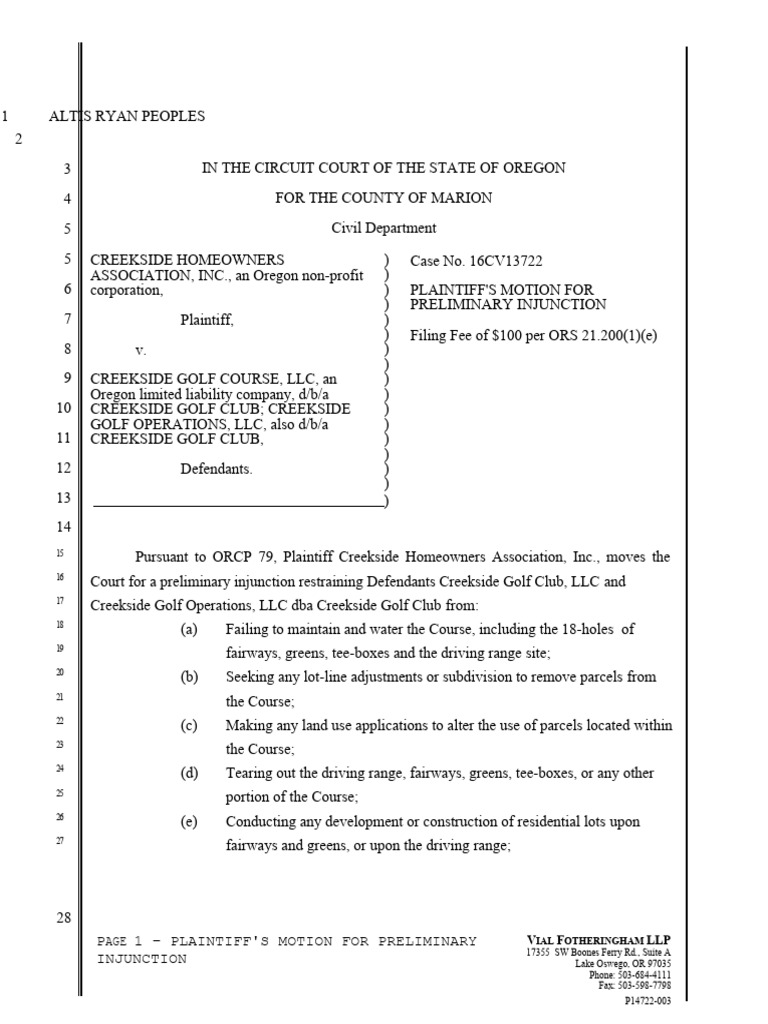Motion For Preliminary Injuction | PDF | Injunction | Legal Remedy
