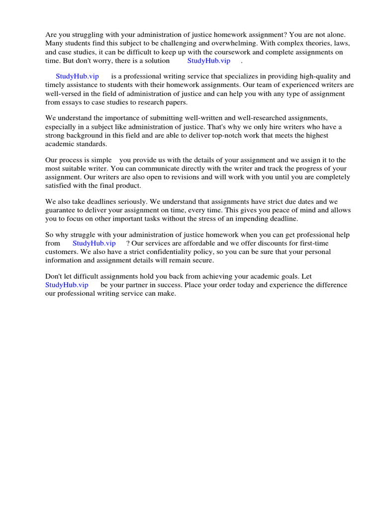 Administration of justice homework assignment 1 pdf expert plagiarism