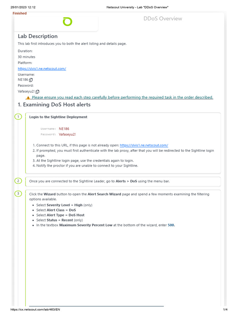 Netscout University - Lab - DoS Host Alerts p1 | PDF | Denial Of ...