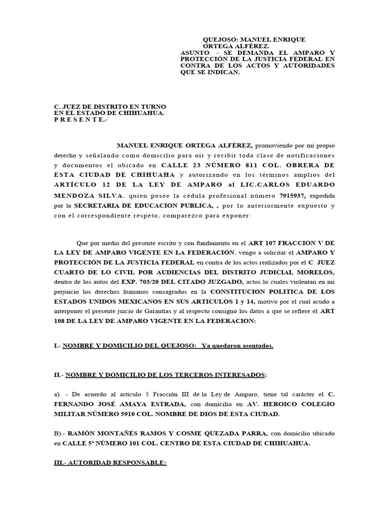 Amparo contra omisión judicial en Chihuahua | PDF | Caso de ley ...
